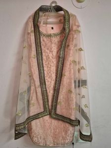 Peach Embroidered Kurta Set