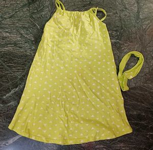 Cute Fluorescent Green Baby Dress & Headband