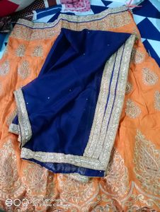 Orange Embroidered Sari Blouse