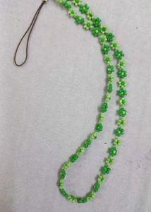 Green Beaded Flower Phone Cord
