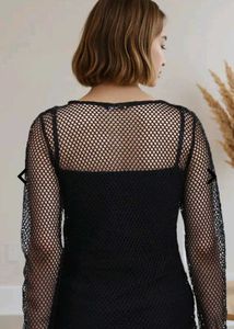 Hot 🔥 Chic Black Mini Mesh Dress for Night or par