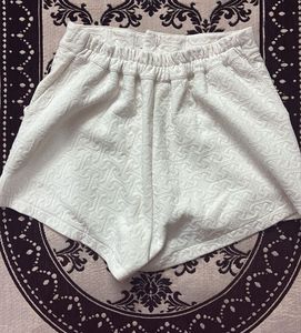 White Textured Shorts