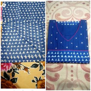 Blue Pintex Hand Embroidery Kurti