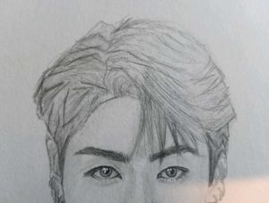 Pencil Portrait Sketch of BTS member Jungkook