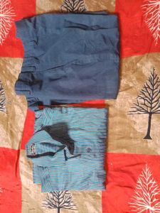 lining shirt with blue pan