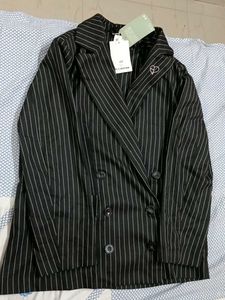 H&M Striped Black Blazer