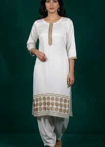 Elegant White Kurta Set (very ligh weight 😍)(neve
