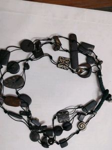 Neckpiece With Wooden Pieces Brown Color