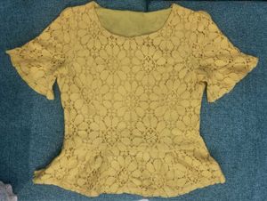 Yellow Lace Peplum Top