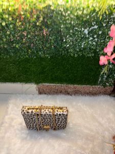 Animal Print Sling Bag With Chain