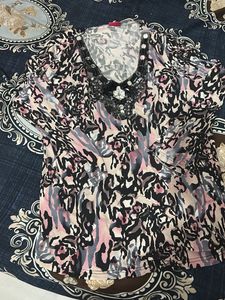 Patterned Top with Embellishments