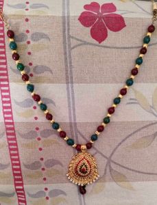 Beaded Necklace with Gold Pendant