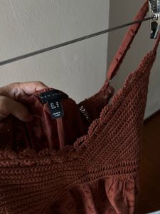 NEW LOOK  Cotton Crochet Maxi Dress in Rust Orange