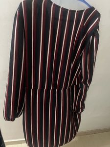 Multicoloured Striped Knee Length Dress
