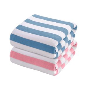 Striped Towel Set Of 2 (Blue And Peach)