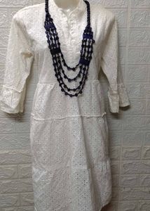 White Cut Out embroidery Work Dress