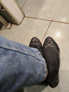 Black Ballet Flats with Bow Detail