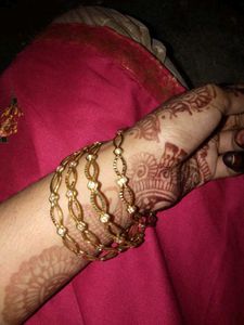 Golden Bangles With White Stone