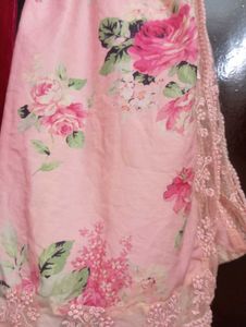 Pink Floral Dupatta