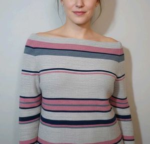 Striped Off-Shoulder Knit Top