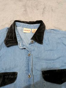 Y2K crossroads denim crop shirt