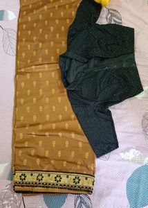 Majestic brown saree with black blouse