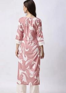 Pink &amp; White Printed Kurti