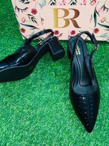 Black Pointed Slingback Heels
