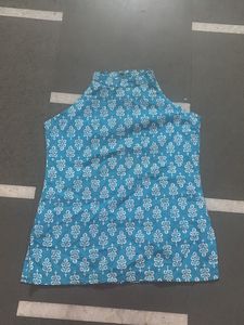 Blue Halter Neck Short Kurta