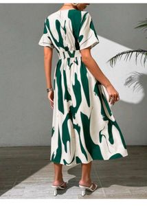 Abstract Print Midi Dress