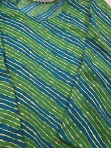 Green &amp; Blue Striped wollen short kurta