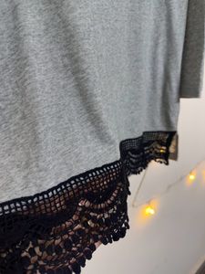 Grey Lace Detail Top