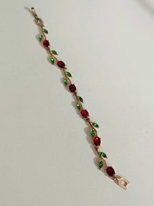 Floral Red &amp; Green Gem Bracelet