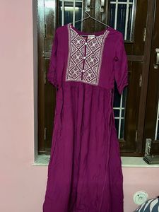 Embroidered Purple Kurta Dress