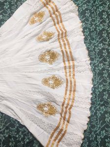 White &amp; Gold Embroidered Dress