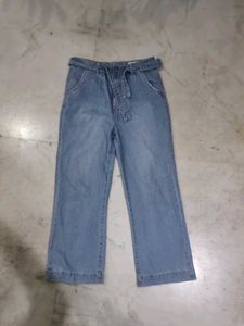 Belted Wide-Leg Denim Pants