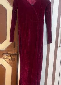 Burgundy Velvet Dress