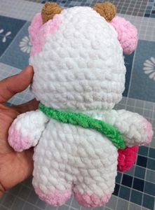 Cute Handmade Crochet Strawberry Cow Plushie