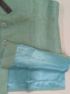 XXL - Embroidered Teal Nehru Jacket