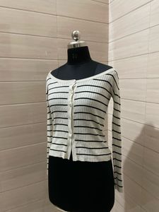 zara y2k striped cardigan
