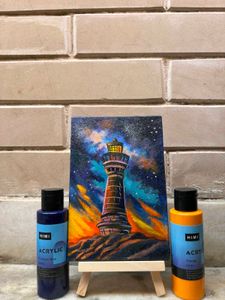 Mini Lighthouse Painting With Wooden Stand