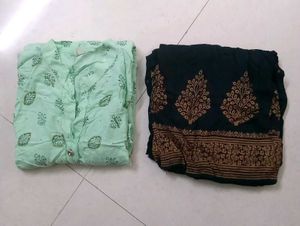 Green Girls Kurta And Plazzo Set