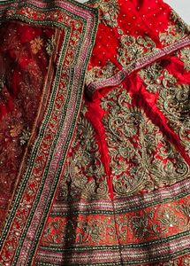 Red & Gold Embroidered Lehenga