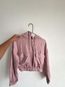 Pink Cropped Hoodie