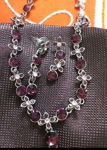Amethyst Floral Necklace &amp; Earring Set