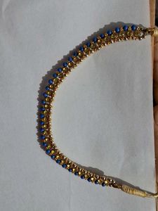 Beaded Blue & Gold Necklace