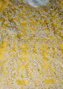 Beautiful Yellow Anarkali FrockWith Plazzo Dupatta