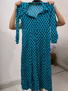Blue Diamond Print Maxi Dress