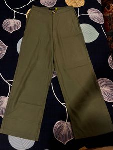 Olive Green Wide Leg Pants mid rise