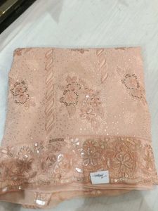 Peach Embroidered Dress Material